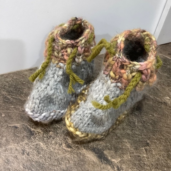 Wool Baby Booties (bottom sole measures 7”) - Picture 2 of 7